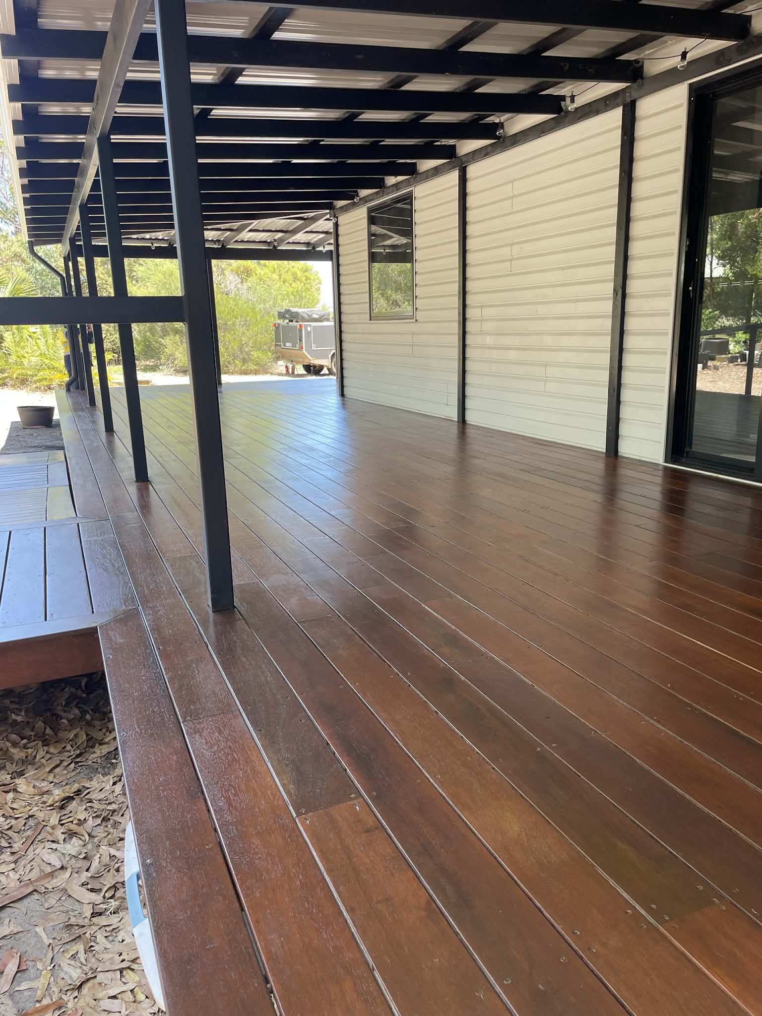 Completed deck and verandah with stained timber