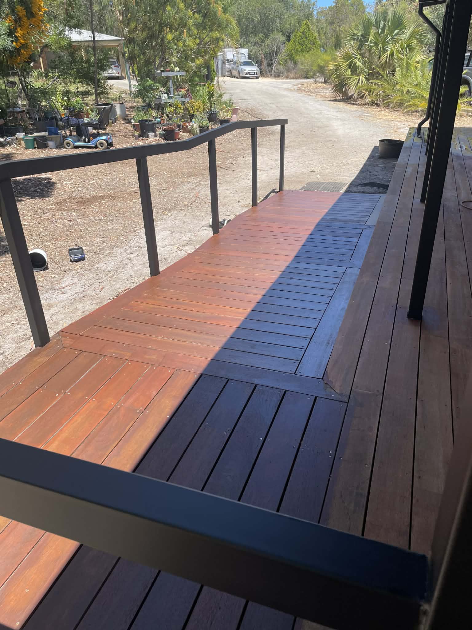 Deck ramp after staining